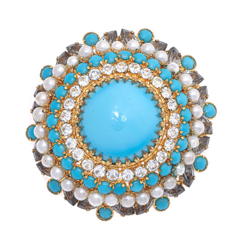 Broche-Vintage-com-Pedraria-Azul
