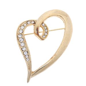 Broche Vintage Coração Dourado com Cristais