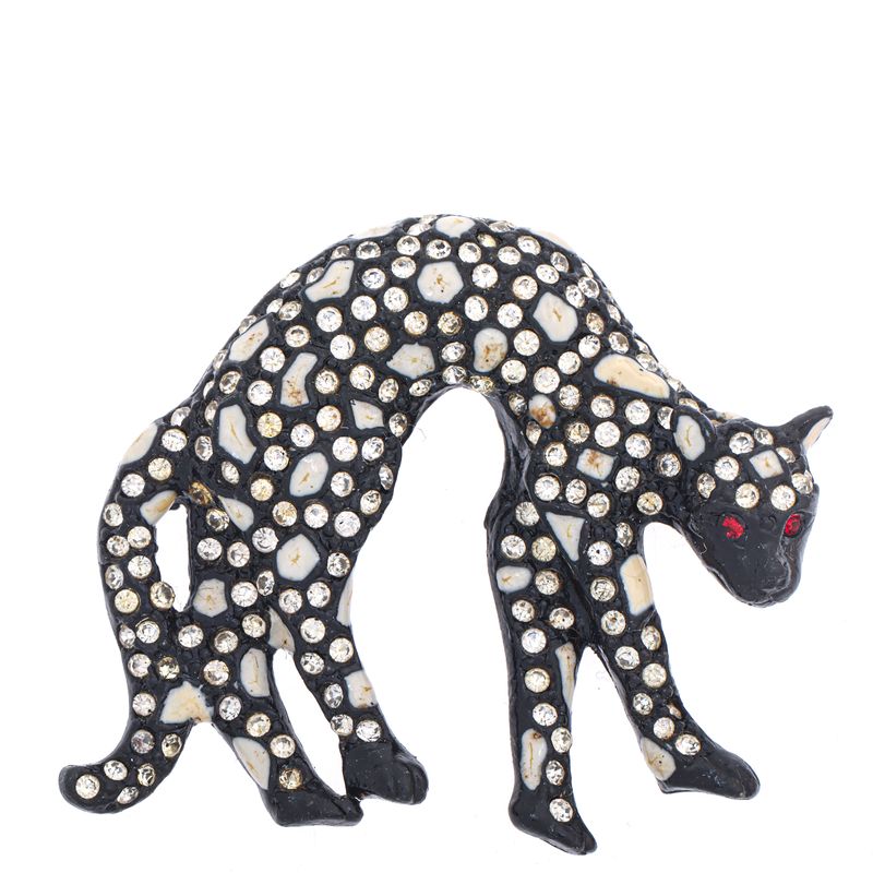 Broche-Vintage-Guepardo-Preto-com-Cristais