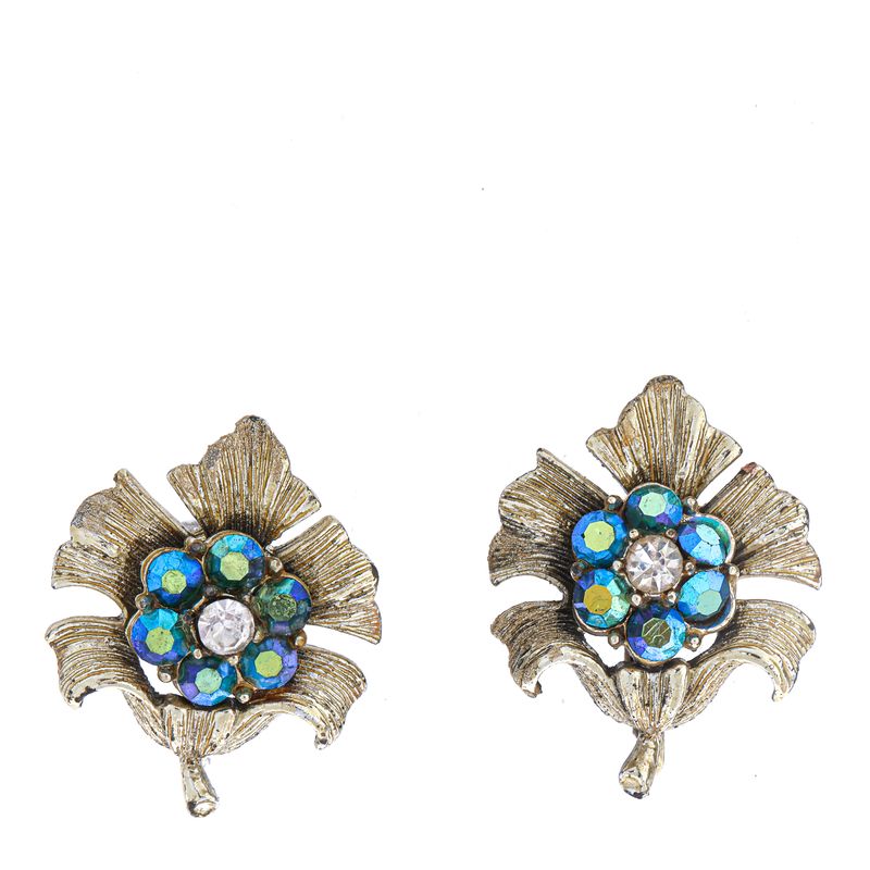Brinco-de-Pressao-Vintage-Flor-com-Cristais-Azuis