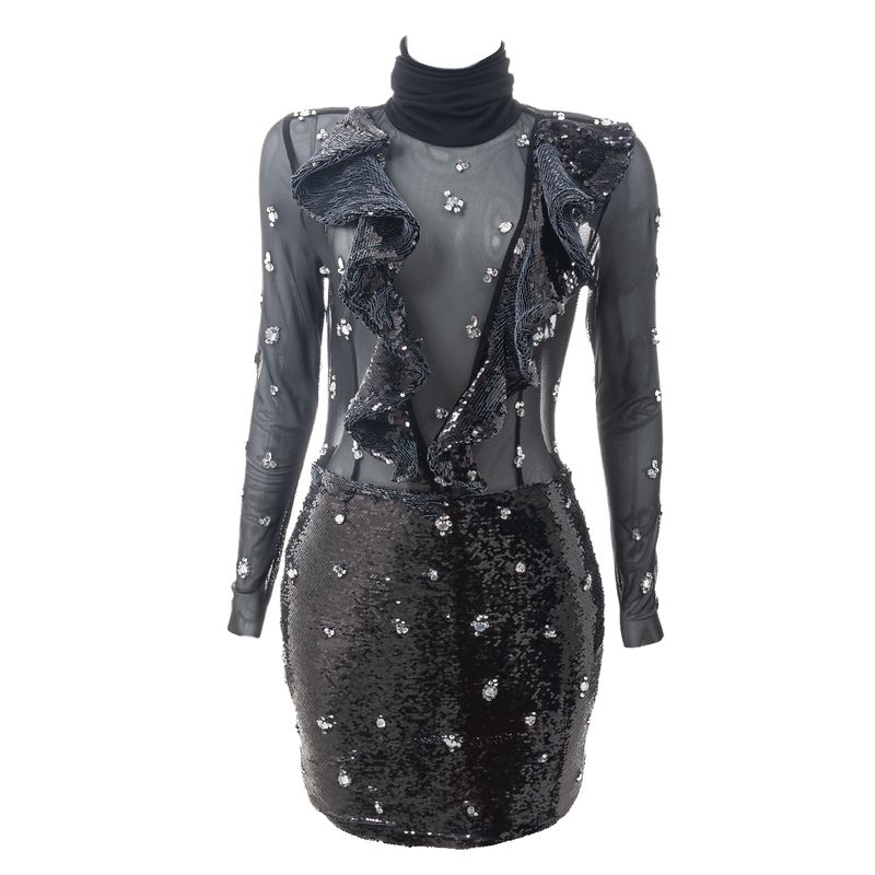 Vestido-PatBo-Paetes-e-Tule-Preto-