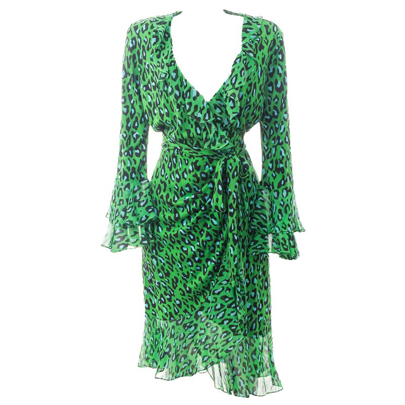 Vestido-Diane-Von-Furstenberg-Transpassado-Verde
