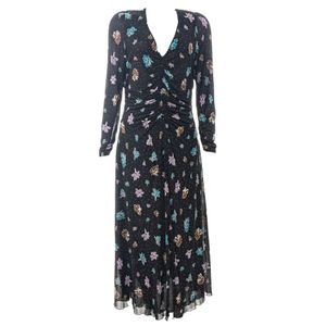 Vestido Diane Von Furstenberg Franzido Estampado Preto