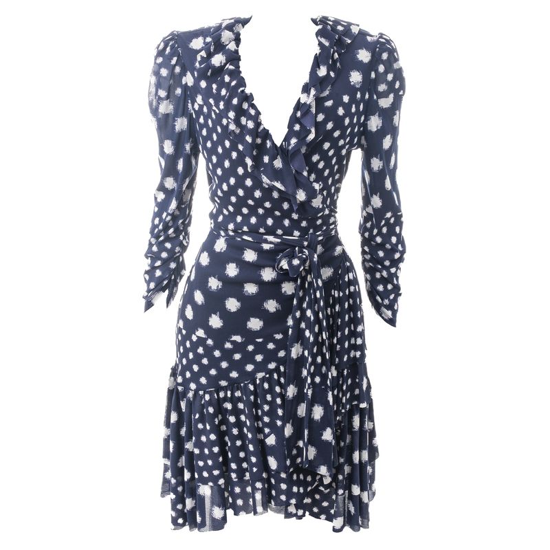 Vestido-Diane-Von-Furstenberg-Transpassado-Azul-e-Branco