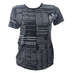 Camiseta John Gallliano Estampa Jornal Preta