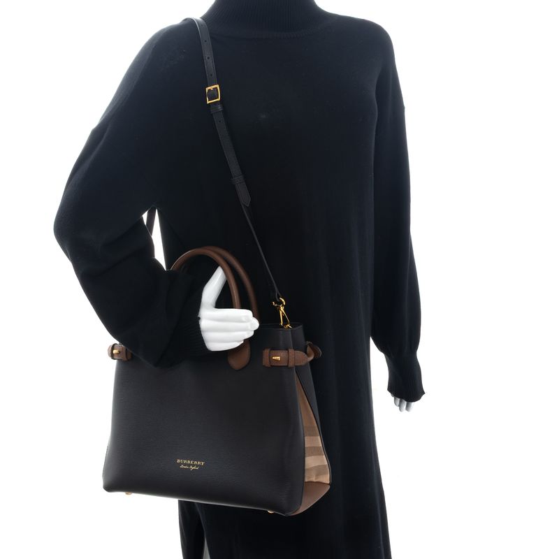 Bolsa-Burberry-Timmed-Banner-Preta-e-Marrom-