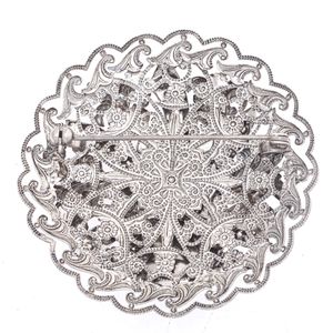 Broche Vintage Flores e Arabescos com Cristais Prateado