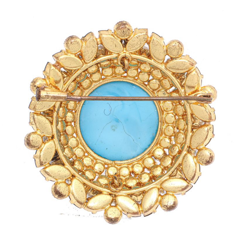 Broche-Vintage-com-Pedraria-Azul