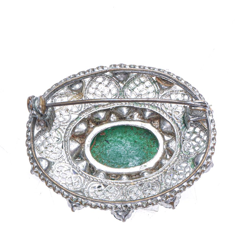 Broche-Vintage-com-Coracoes-e-Pedra-Verde