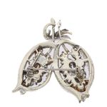 Broche-Vintage-Folhar-Prateado-com-Cristais-Azuis-