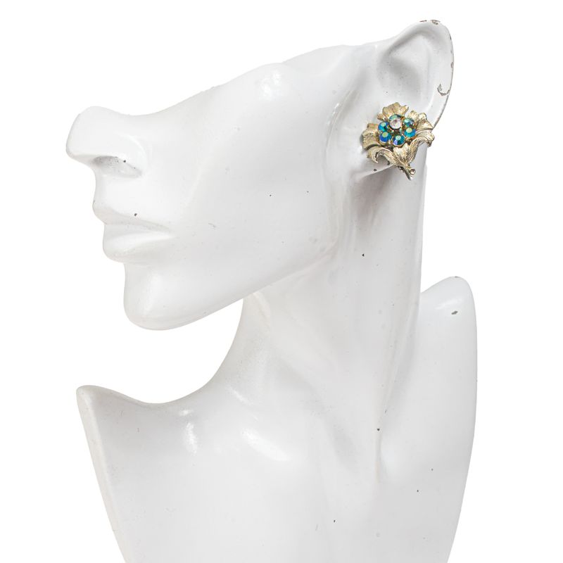 Brinco-de-Pressao-Vintage-Flor-com-Cristais-Azuis