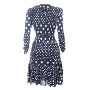Vestido Diane Von Furstenberg Transpassado Azul e Branco