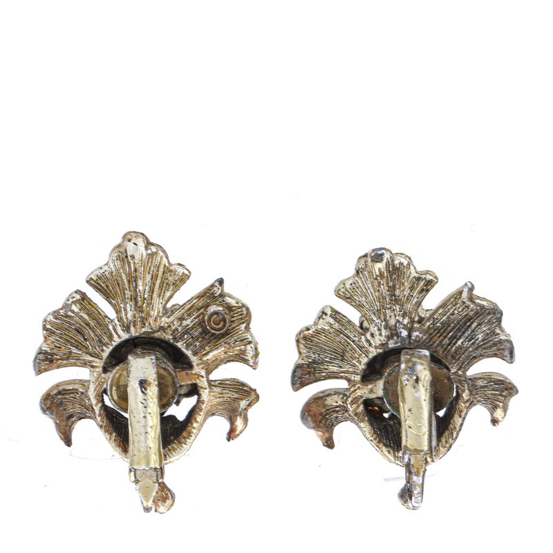 Brinco-de-Pressao-Vintage-Flor-com-Cristais-Azuis