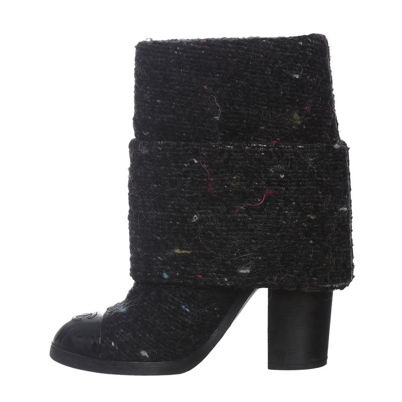 Bota-Chanel-Ankle-Cano-Baixo-Tweed