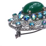 Broche-Vintage-com-Coracoes-e-Pedra-Verde