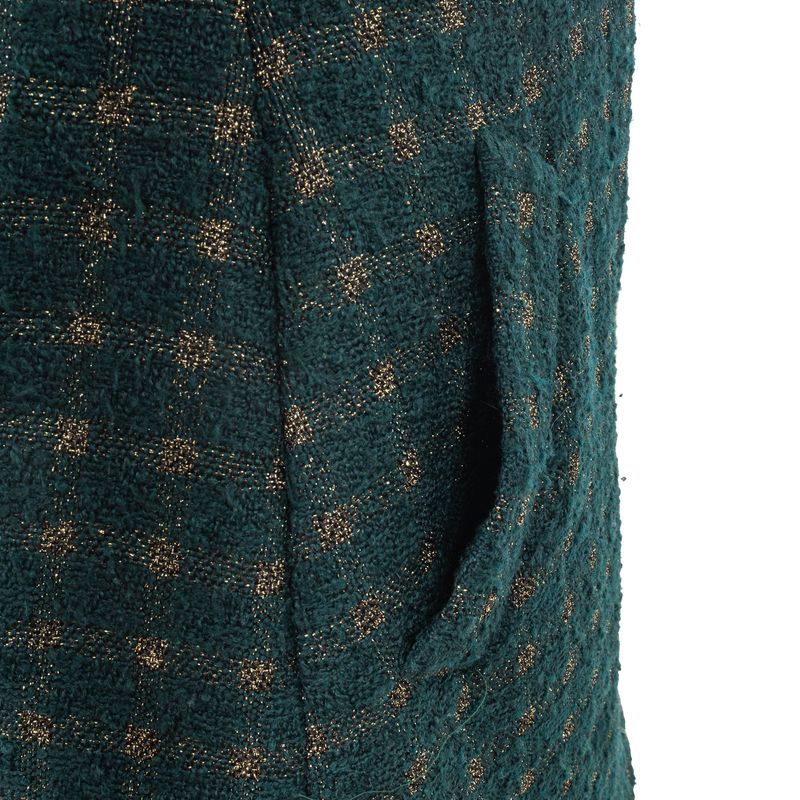 Vestido-Agilita-Xadrez-Verde-e-Dourado-