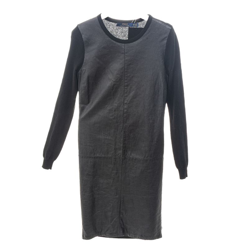 Vestido-Polo-Ralph-Lauren-Couro-e-Cashmere-Preto