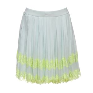 Saia Ted Baker Plissada com Renda Verde