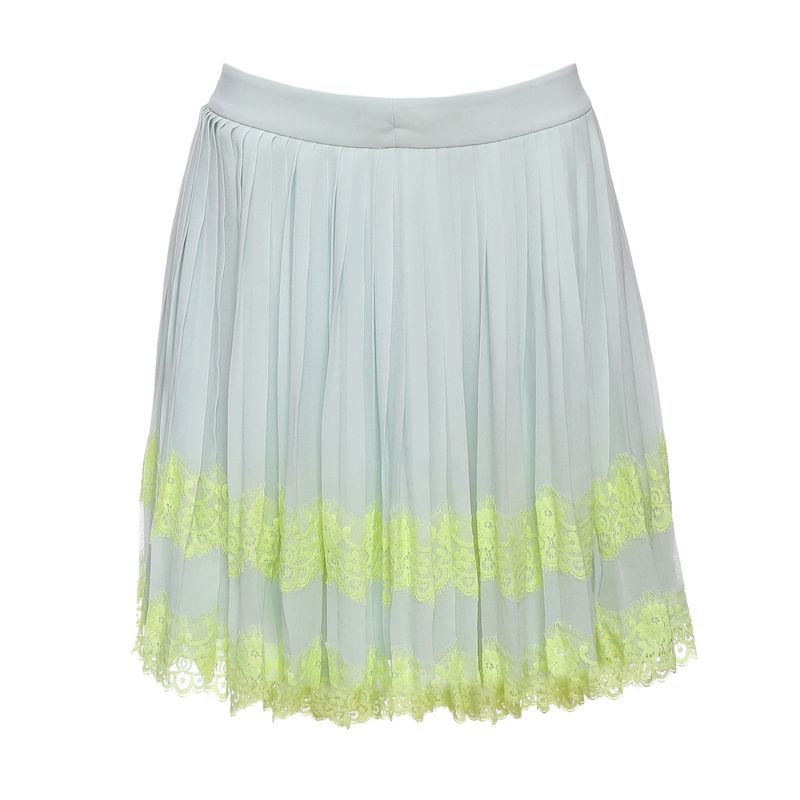 Saia-Ted-Baker-Plissada-com-Renda-Verde