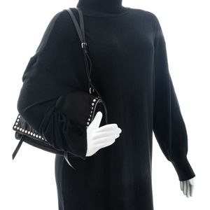 Bolsa Prada Etiquette Studded Nylon Preta