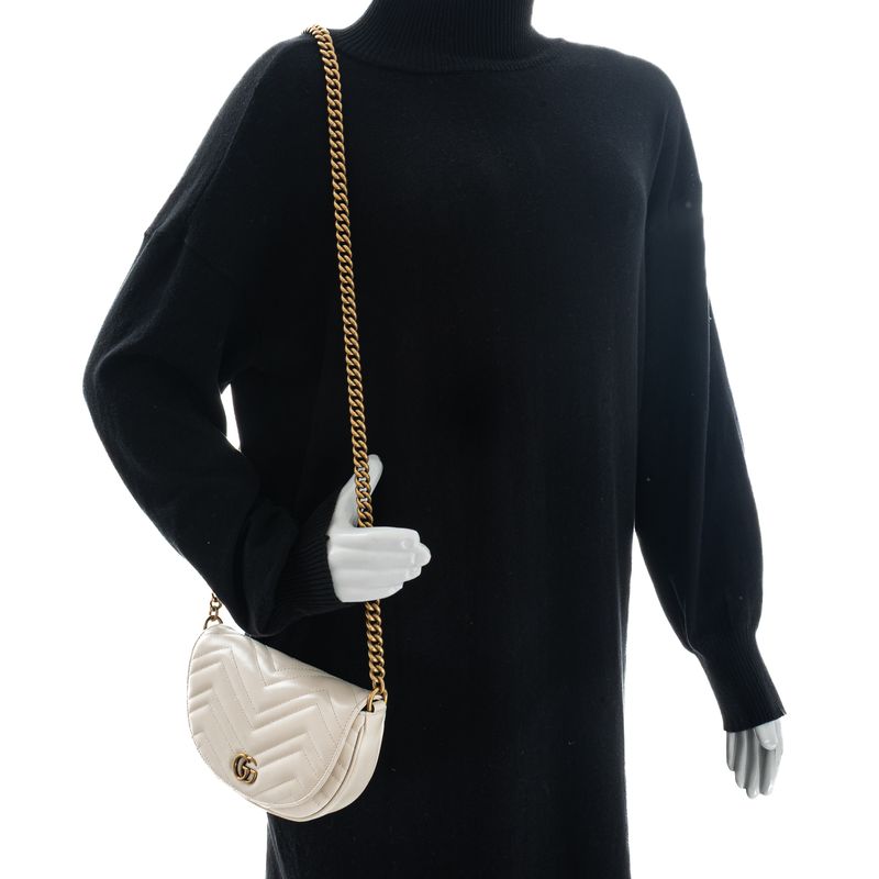 Bolsa-Gucci-Mini-Marmont-Crossbody-Branca-