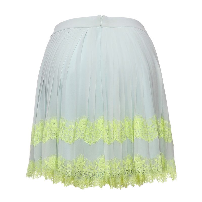 Saia-Ted-Baker-Plissada-com-Renda-Verde