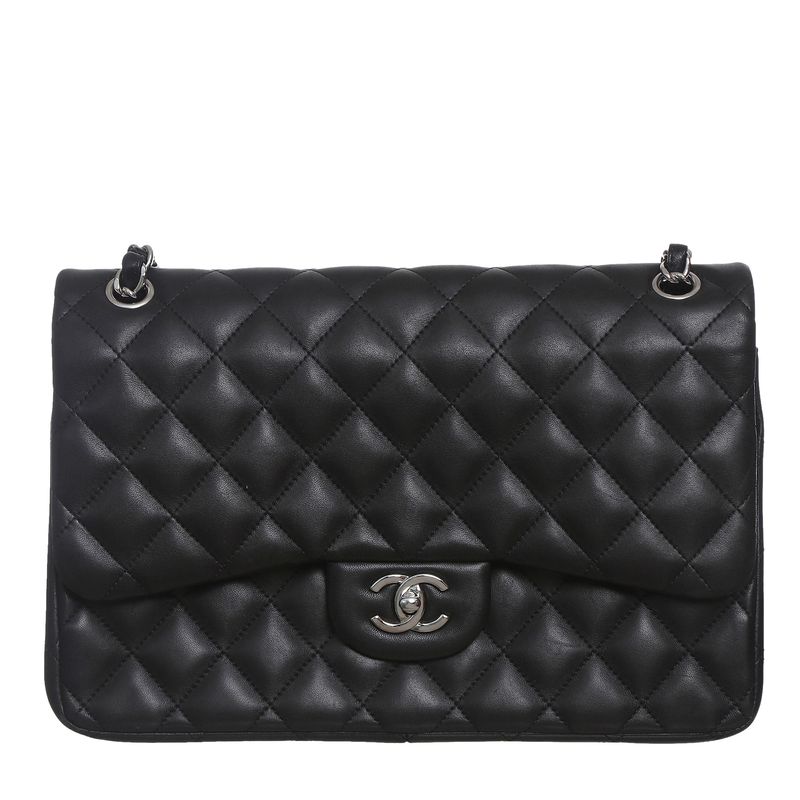 Bolsa-Chanel-Double-Flap-Jumbo-Lambskin-Preto