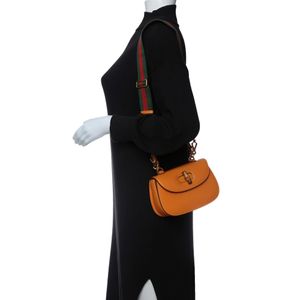 Bolsa Gucci Bamboo 1947 Pequena Laranja