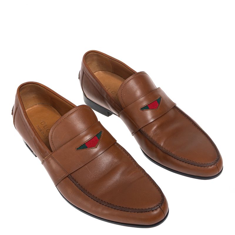 Mocassim-Gucci-Couro-Marrom-e-Faixa-Web-