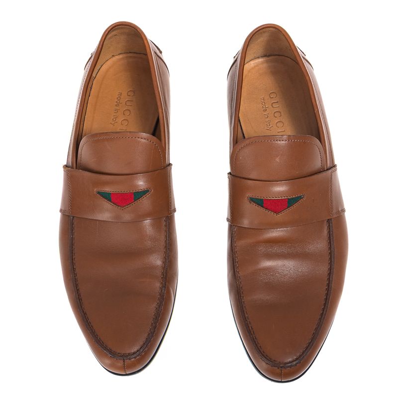 Mocassim-Gucci-Couro-Marrom-e-Faixa-Web-