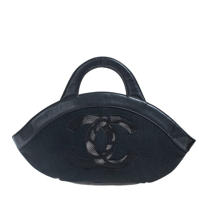 Bolsa-Chanel-Vintage-Camelia-CC-Tote-Preta-