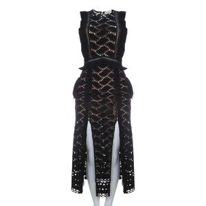 Vestido Self-Portrait Renda Guipuire Preto