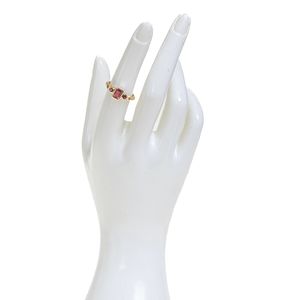 Anel Pandora Dourado com Pedras Rosa