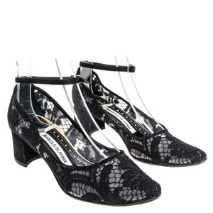 Sapato Manolo Blahnik Renda Preto