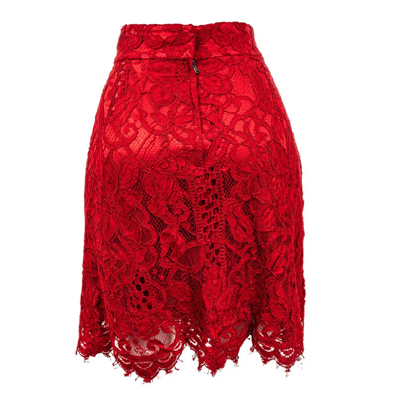 Saia-Dolce---Gabbana-em-Renda-Vermelha