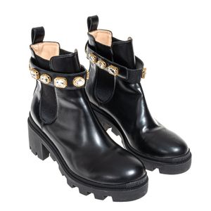 Bota Gucci com Pedraria Couro Preta