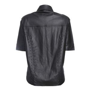 Camisa Andrea Bogosian Couro e Camurça Preta