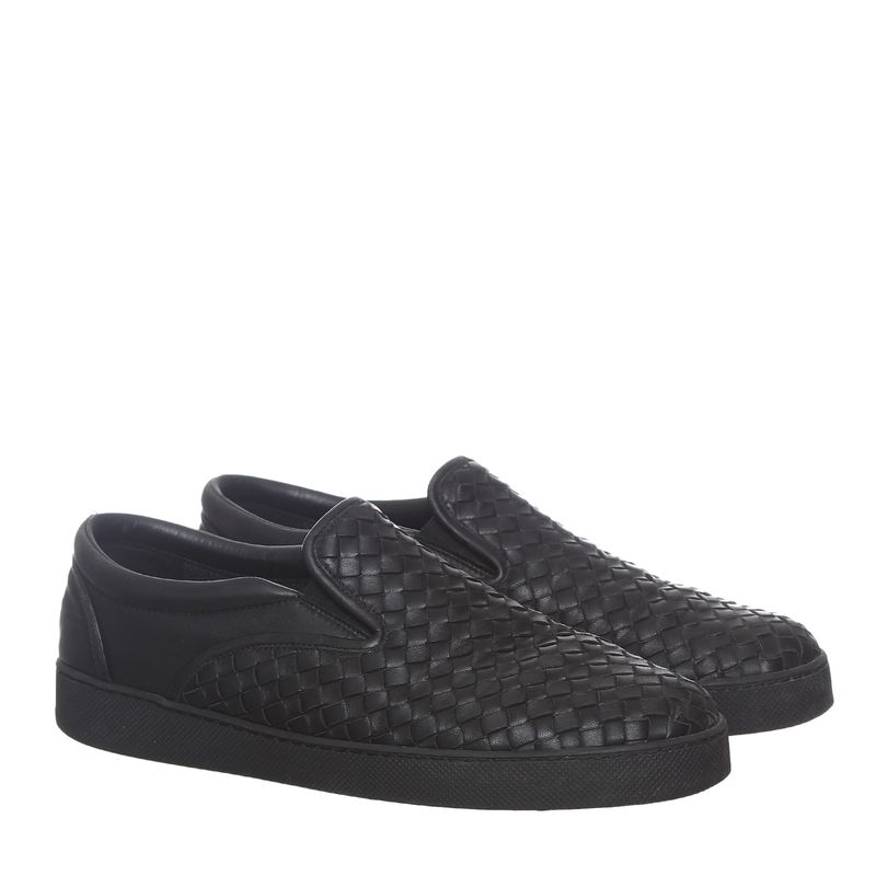 Tenis-Bottega-Veneta-Slip-On-Intrecciato-Couro-Preto
