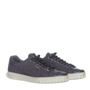 Tênis Salvatore Ferragamo Camurça e Couro Azul Marinho