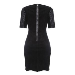 Vestido Bergdorf Goodman Couro e Camurça Preto