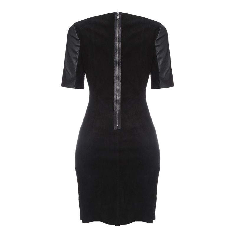 Vestido-Bergdorf-Goodman-Couro-e-Camurca-Preto