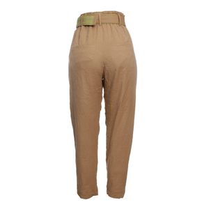 Calça Cris Barros Bege Detalhe Cintura