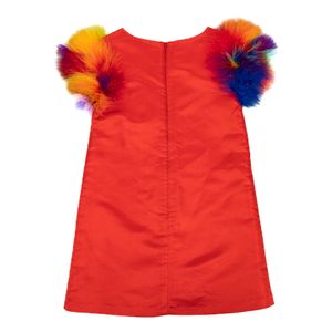 Vestido Infantil Charabia Vermelho e Plumas