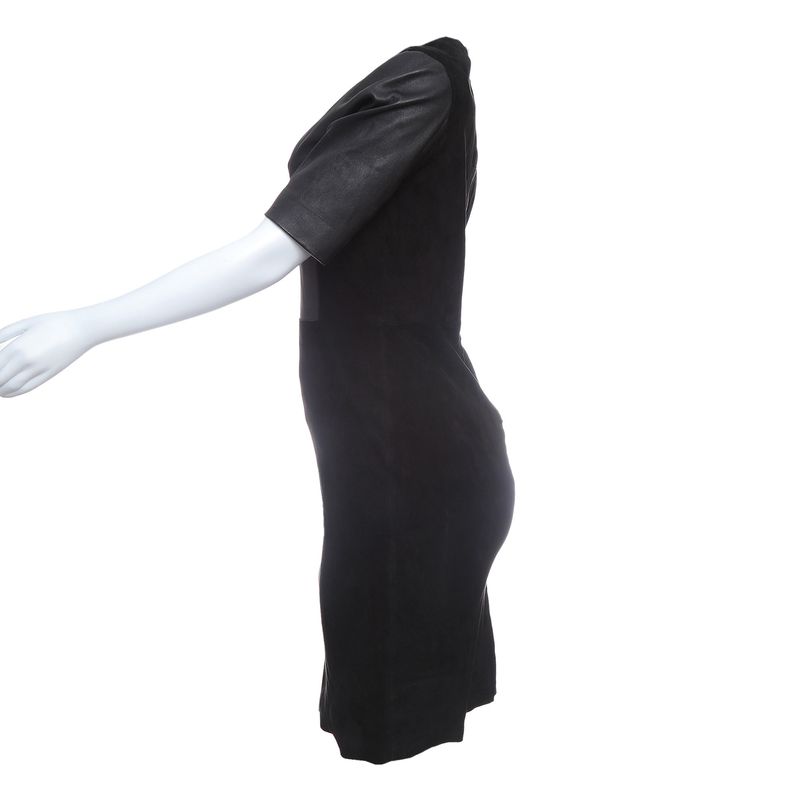 Vestido-Bergdorf-Goodman-Couro-e-Camurca-Preto