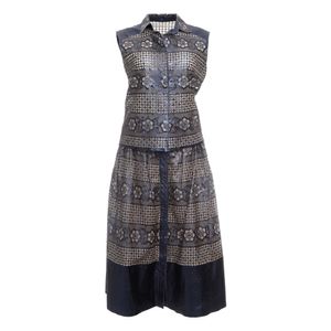 Conjunto Patricia Vieira Couro Metalizado Azul