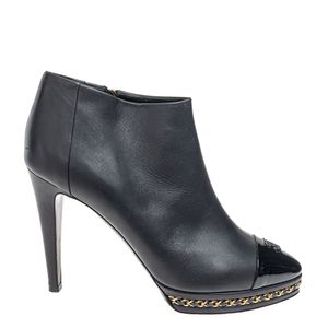 Ankle Boot Chanel Couro e Verniz Preto
