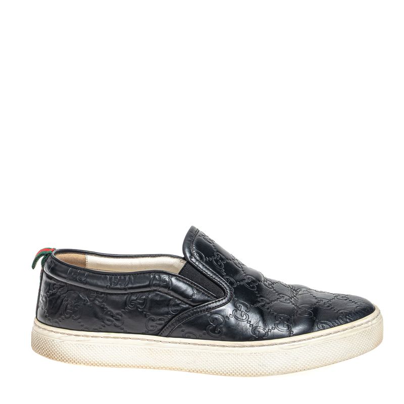 Tenis-Gucci-Slip-On-GG-Couro-Preto