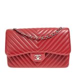 Bolsa-Chanel-Double-Flap-Chevron-Caviar-Vermelha-