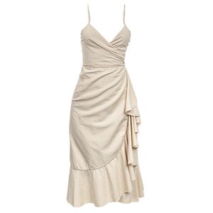 Vestido Cris Barros Transpassado Bege