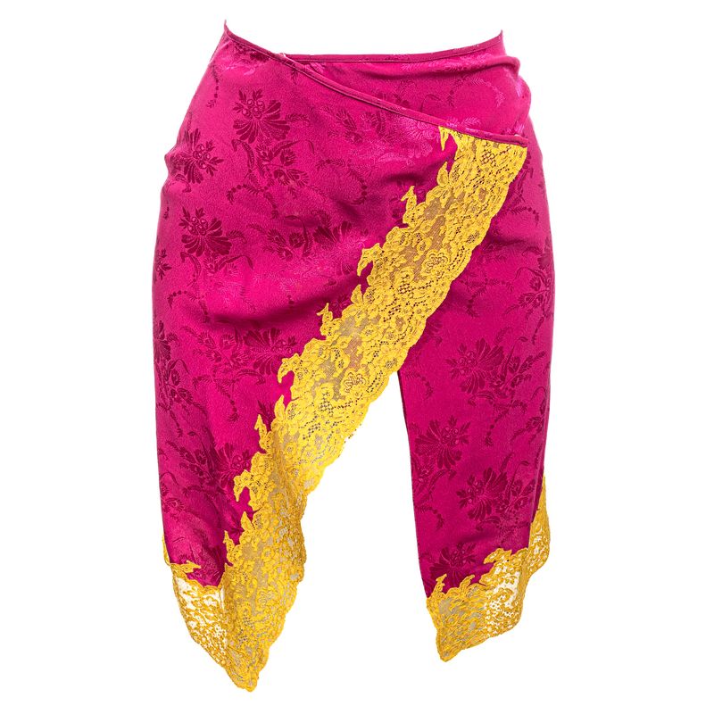 Saia-Dior-em-Seda-com-Renda-Rosa-e-Amarela
